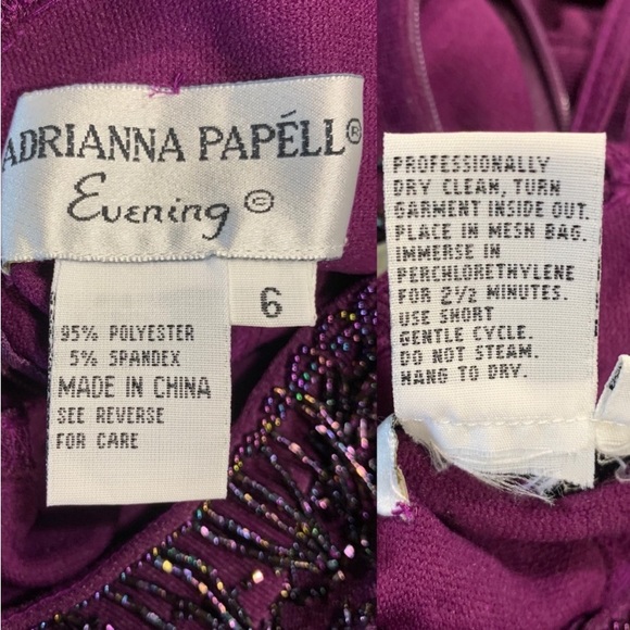 Prom Dress Adrianna Papell Evening PROM Snowball Rib Fringed Dress Plum Sz 6 - Picture 4 of 8